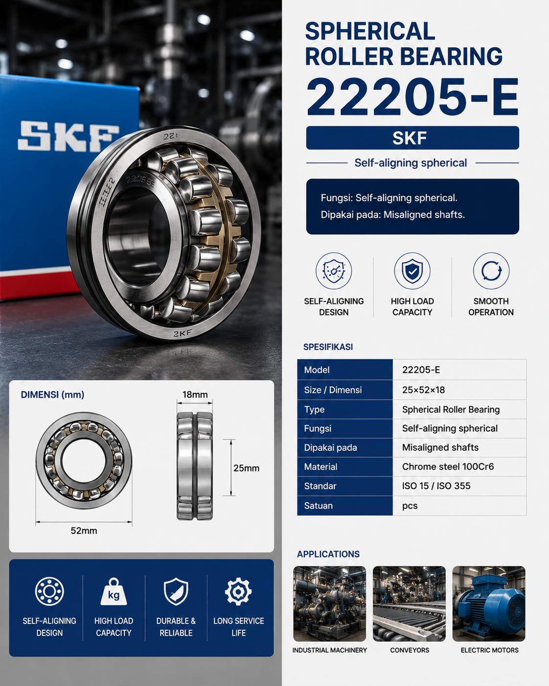 Spherical Roller Bearing 22205 E
