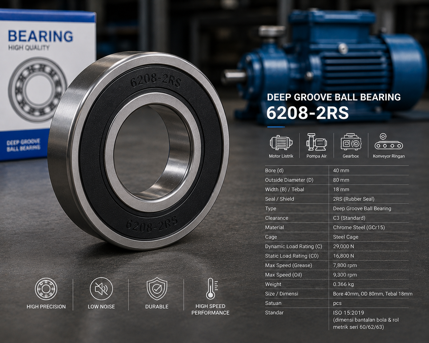 Deep Groove Ball Bearing 6208