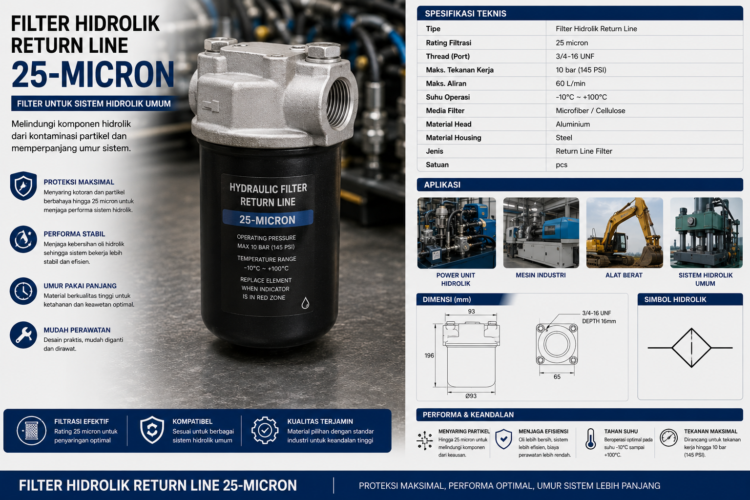 Filter Hidrolik Return Line 25-micron