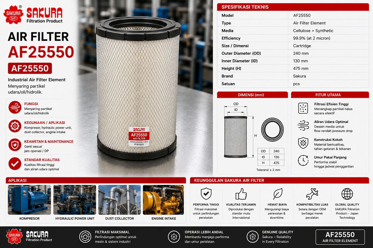 Sakura Air Filter AF25550