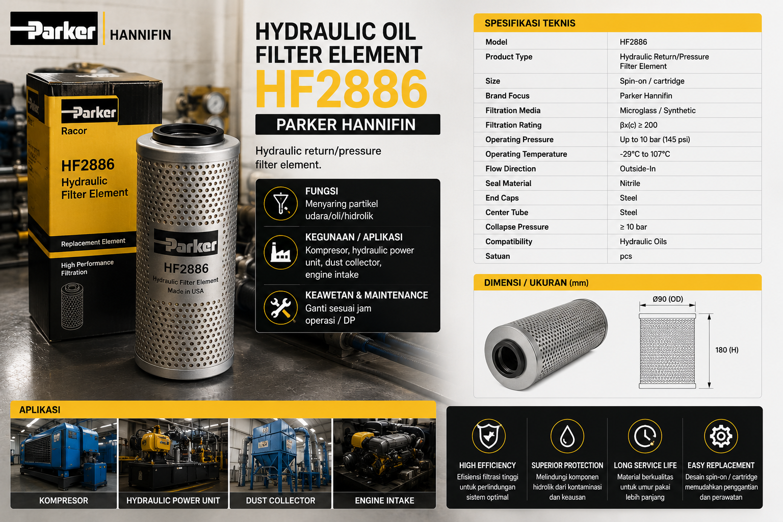 Parker Hydraulic Oil Filter Element HF2886