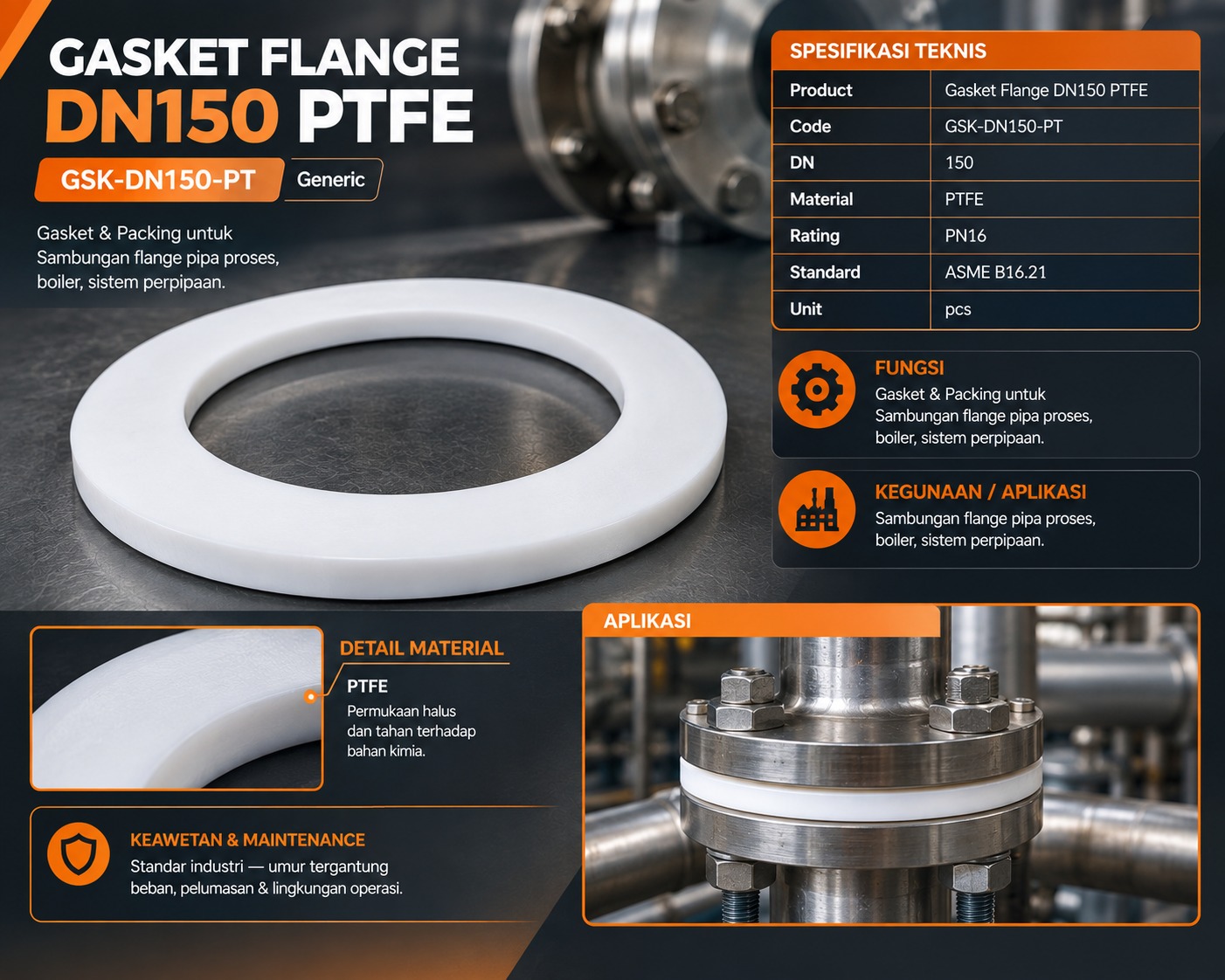 Gasket Flange DN150 PTFE