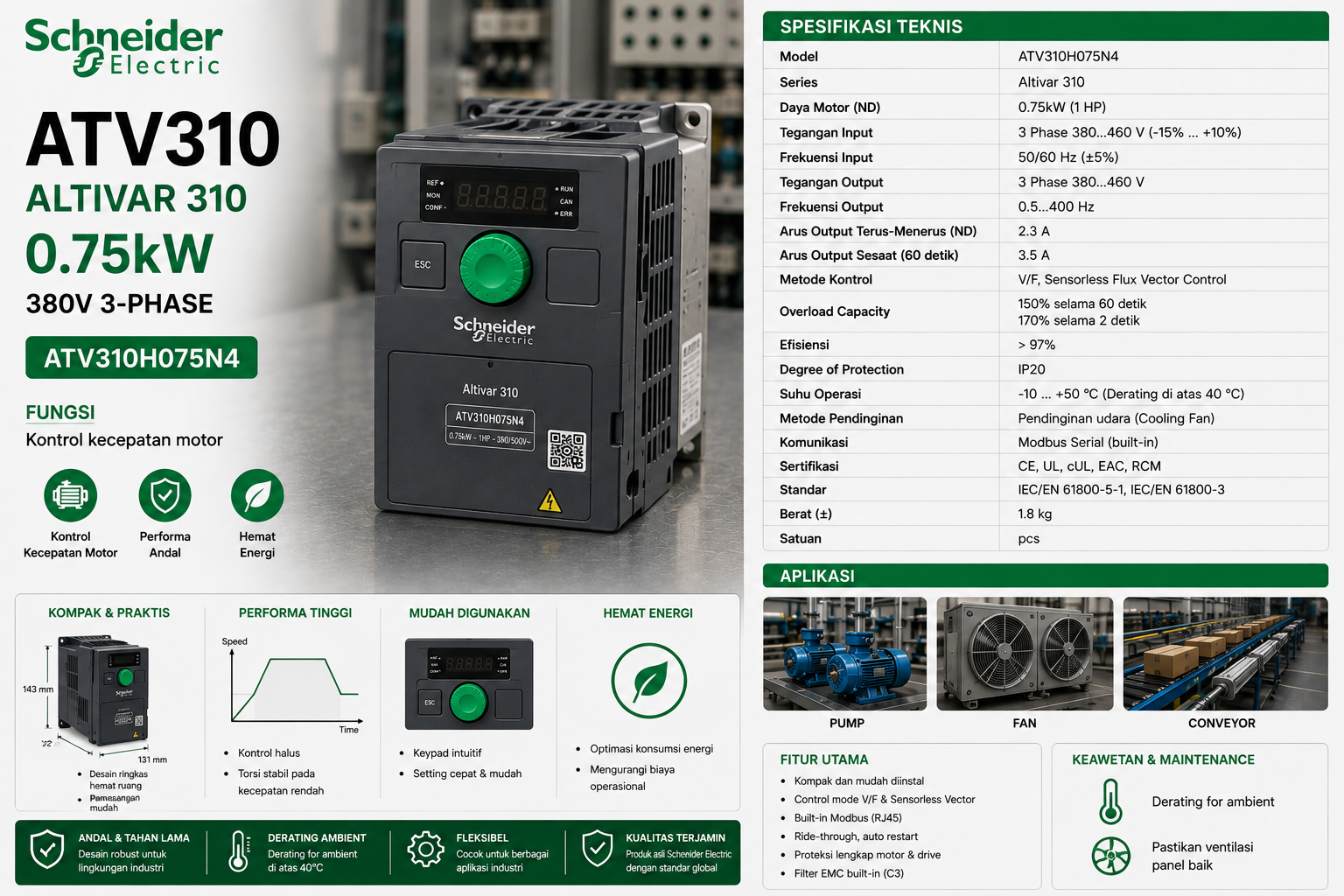 Schneider ATV310 0.75kW