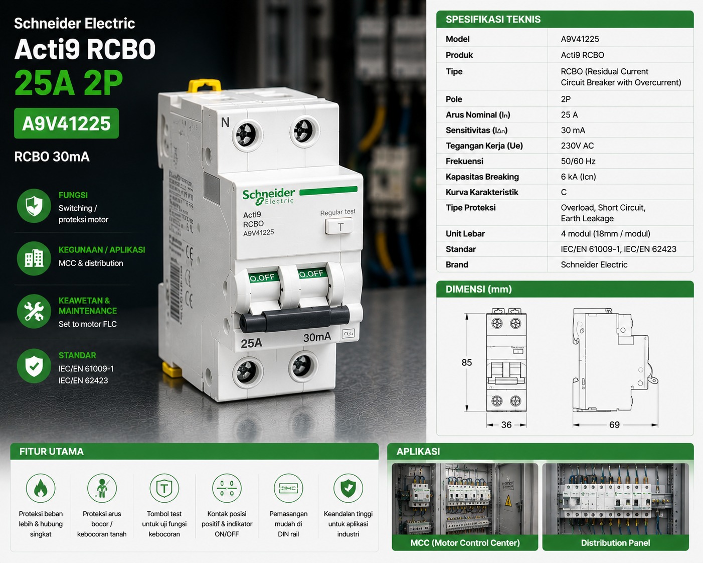Schneider Acti9 RCBO 25A