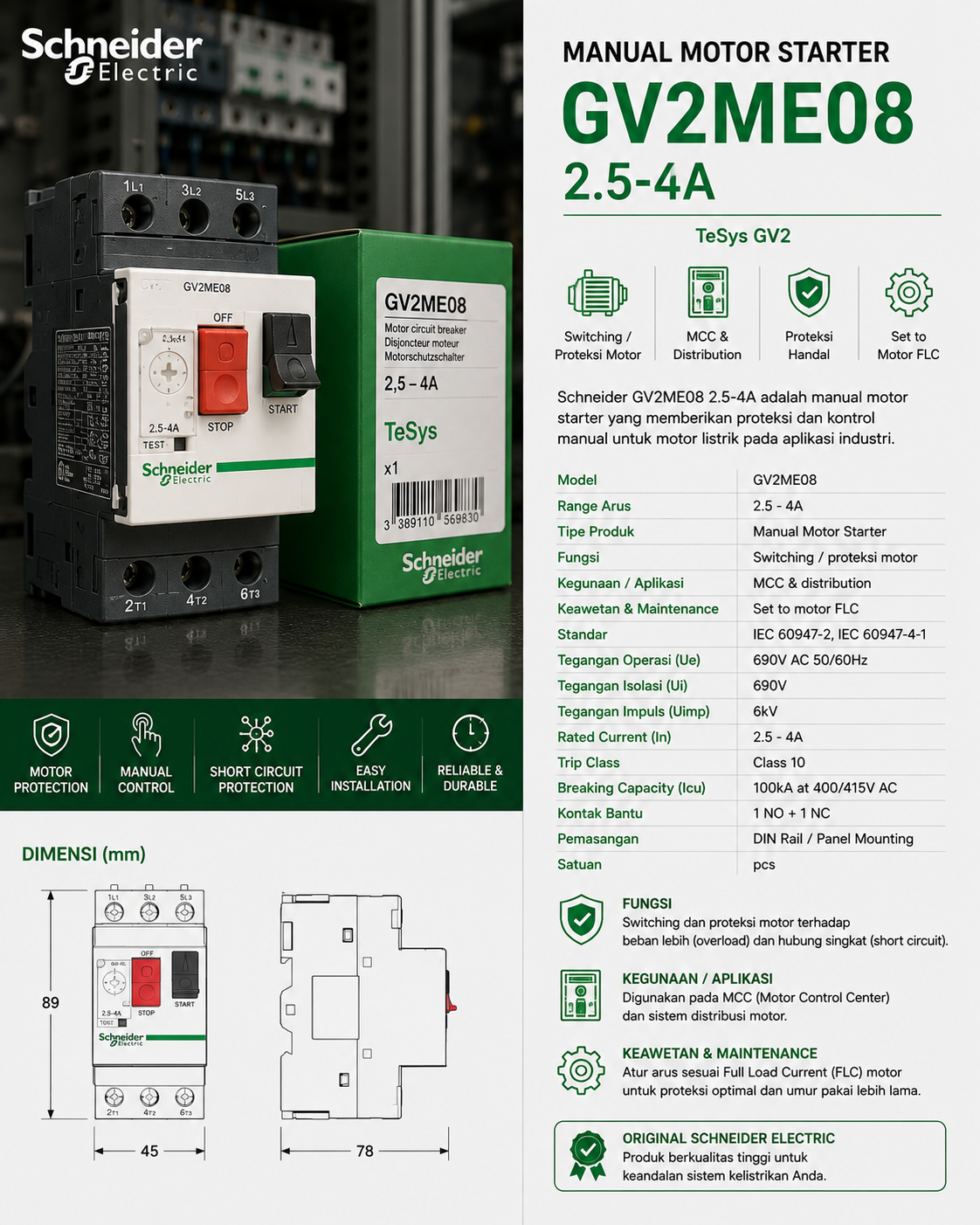 Schneider GV2ME08 2.5-4A