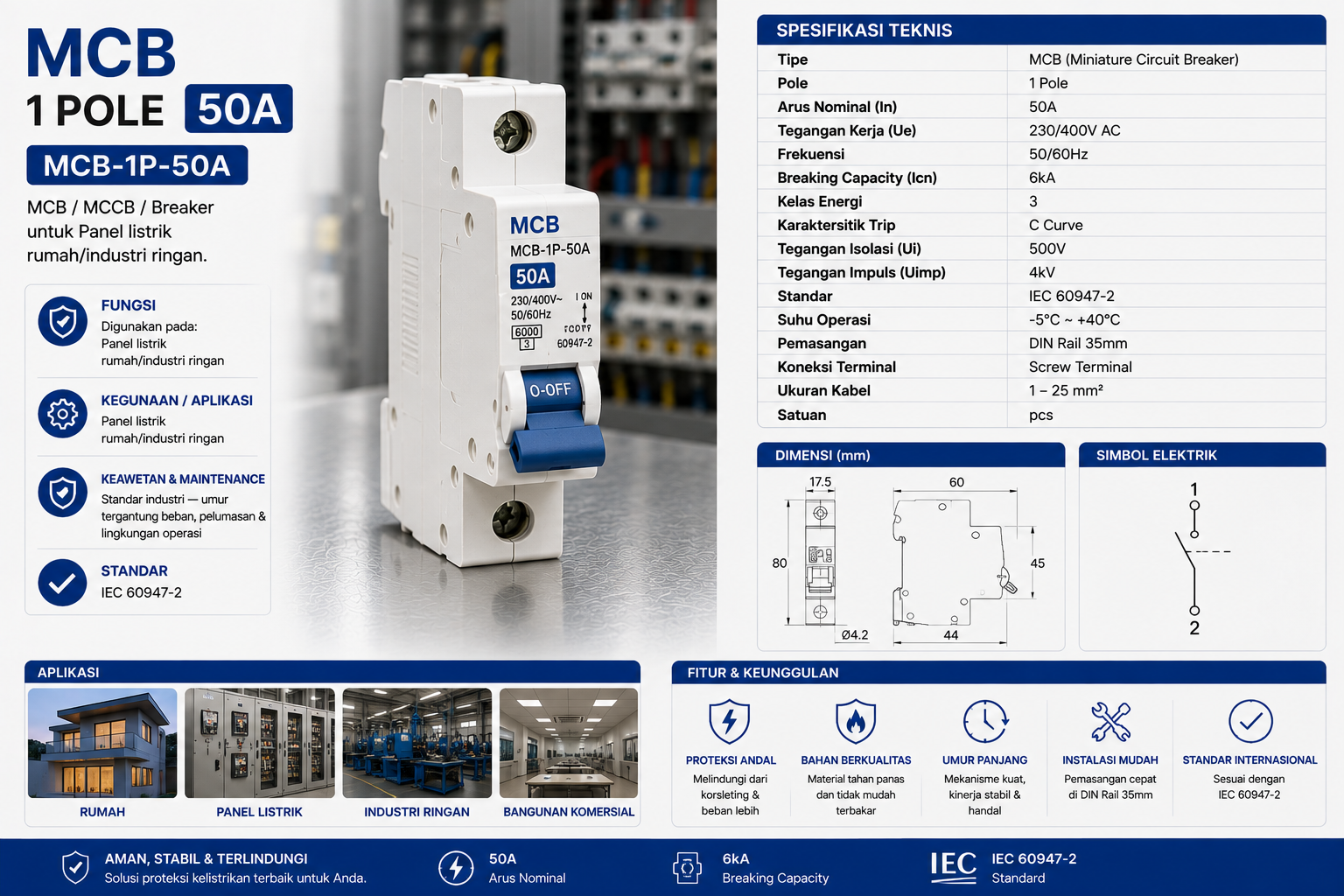 MCB 1 Pole 50A