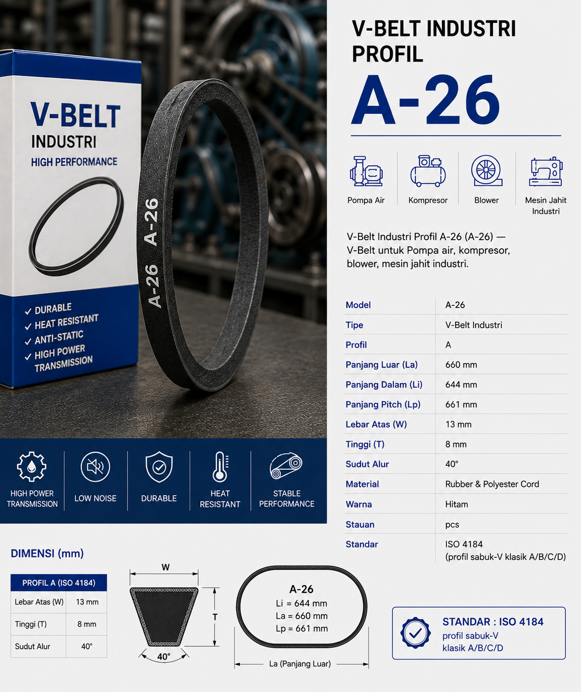 V-Belt Industri Profil A-26