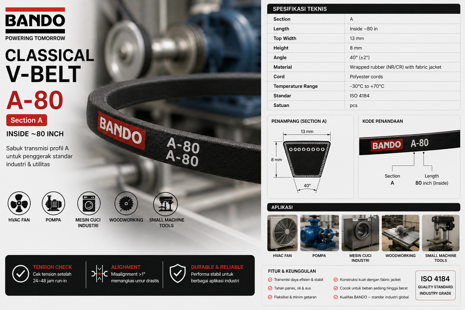 Bando Classical V-Belt A-80