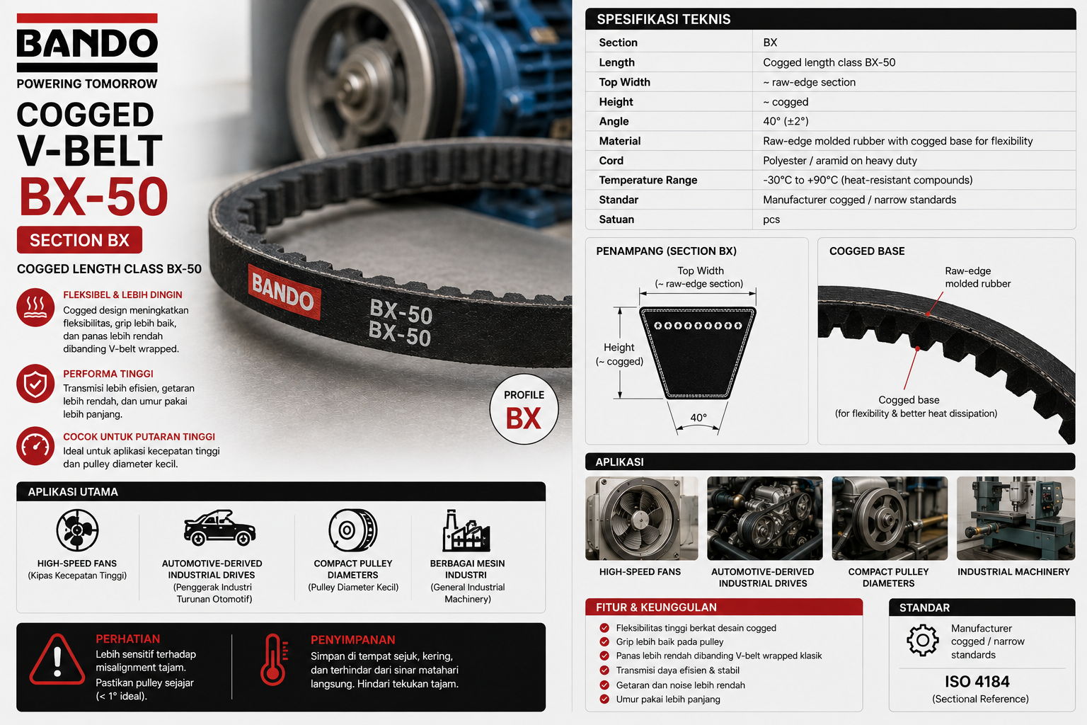 Bando Cogged V-Belt BX-50