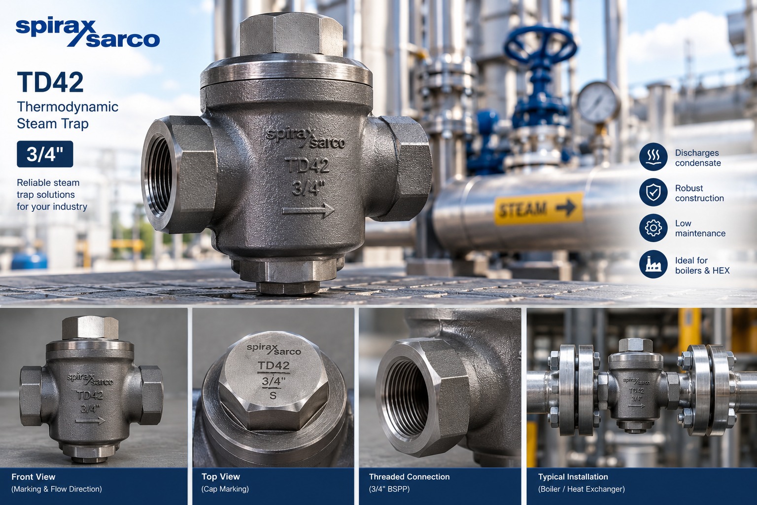 Spirax Sarco TD42 Steam Trap 3/4